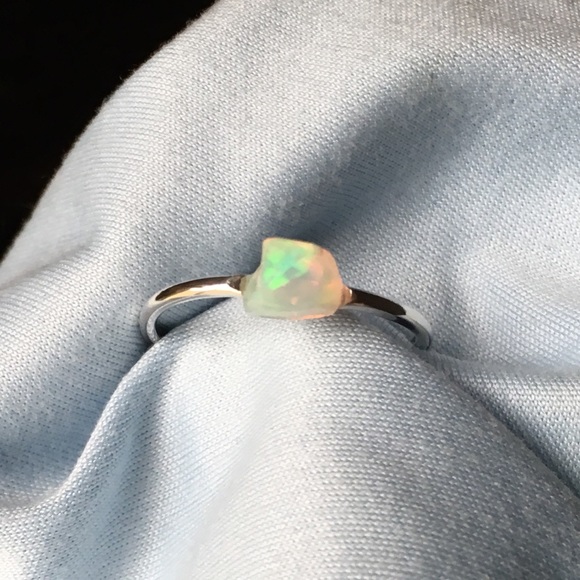 Handmade Jewelry - Ethiopian Welo Opal Raw Sterling Silver Ring